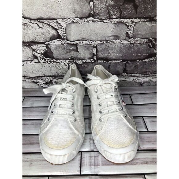 Superga White Canvas Fabric Lace Up Causal Sneakers Shoes Women sz 38EU/7.5M US - Picture 3 of 16